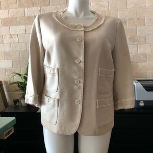Talbots Tweed Fringe Jacket